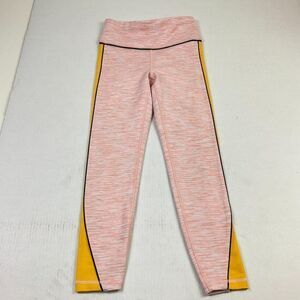GAP Fit Womens Blackout Leggings Pink Yellow High Rise Stretch Crop Pull On XS